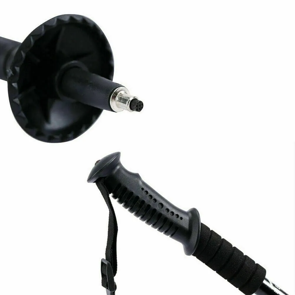 2x New Hiking Trekking Poles Walking Stick Adjustable Camping Black Lightweight