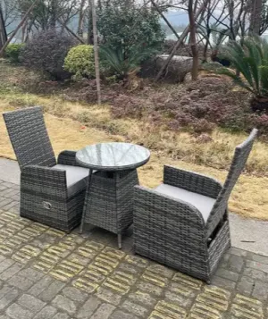 3 Pc Bristol Rattan Reclining Chair Set