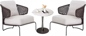 3 Piece Outdoor Patio Furniture Sets with Imitation Marble Coffee Table, Wicker Conversation Set for Porch Deck