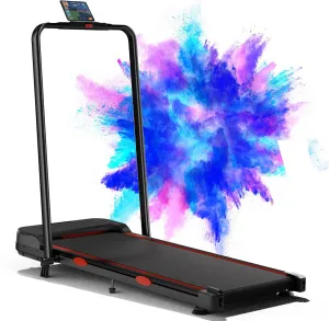3.0HP Peak Double Deck Foldable Treadmill with Folding Slope and Larger Display, 7.6/7.8MPH Walking Pad Treadmill 300 lb Capacity, Under Desk Treadmills for Small Spaces, Work for Smart APP