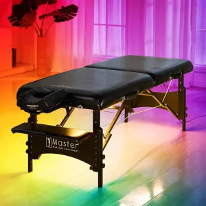 30" Galaxy Professional Portable Massage Table Master Massage Package with Aurora Multicolor Atmosphere Ambient Lighting System - Memory Foam Cushioning - Tattoo Table- Spa Salon Beauty Facial Bed