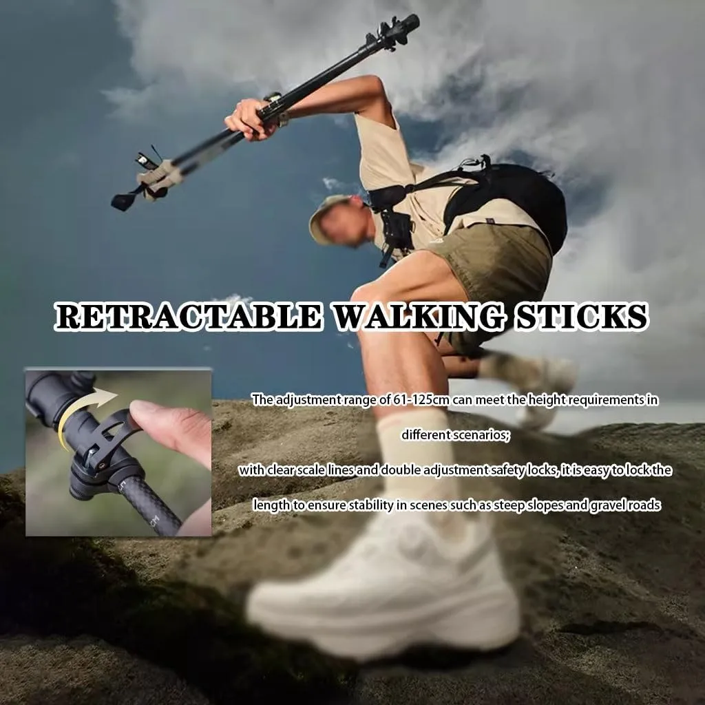 3K Carbon Fiber Lightweight Hiking Poles, Outdoor Adventures Trekking Poles, with Flip Locks, for Men, Women