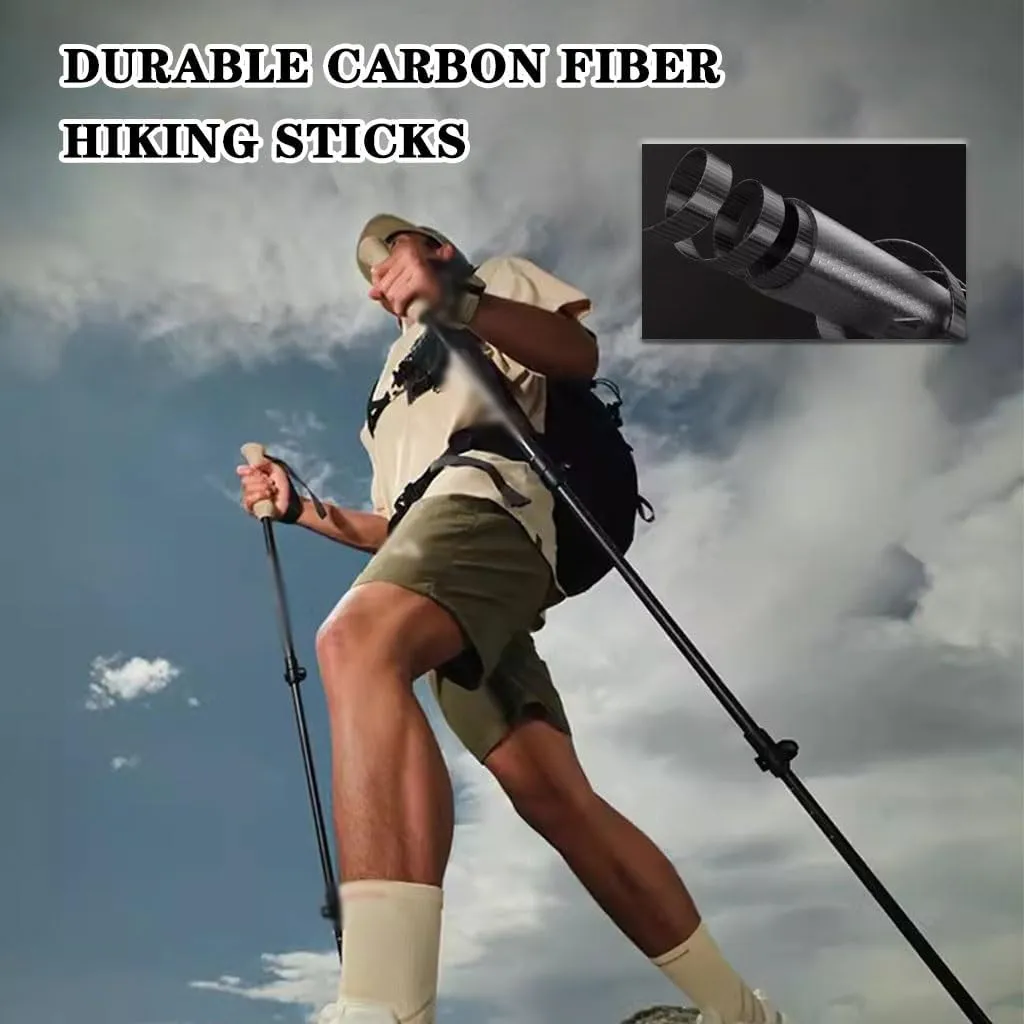 3K Carbon Fiber Lightweight Hiking Poles, Outdoor Adventures Trekking Poles, with Flip Locks, for Men, Women