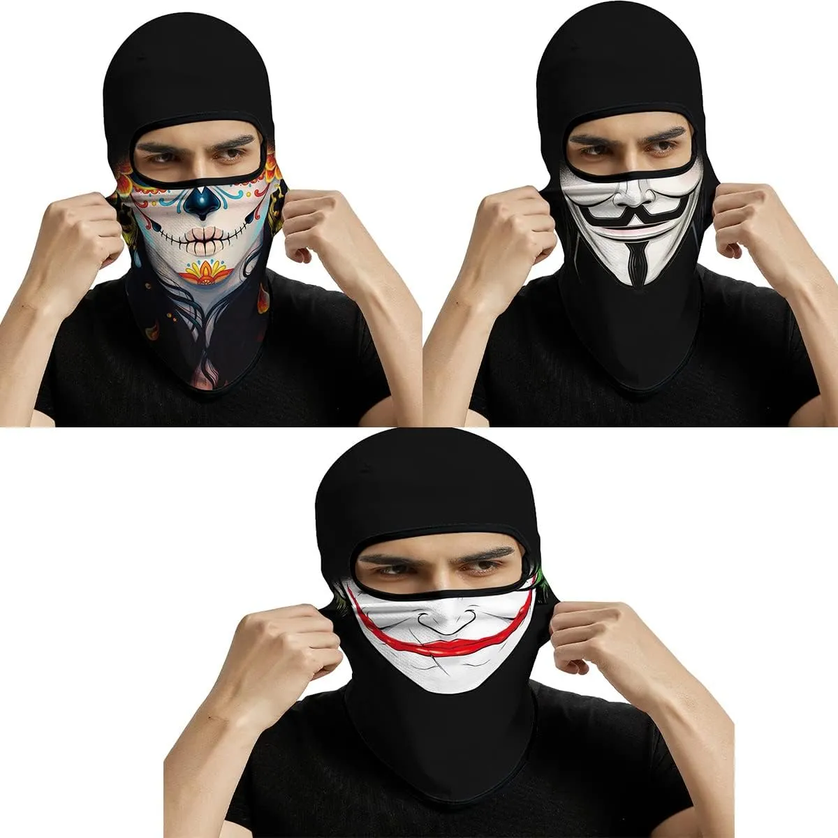 3PCS Balaclava Full Face Mask Ski Mask UV Protection Cover Motorcycle Full Face Mask for Men Women Outdoor Sports