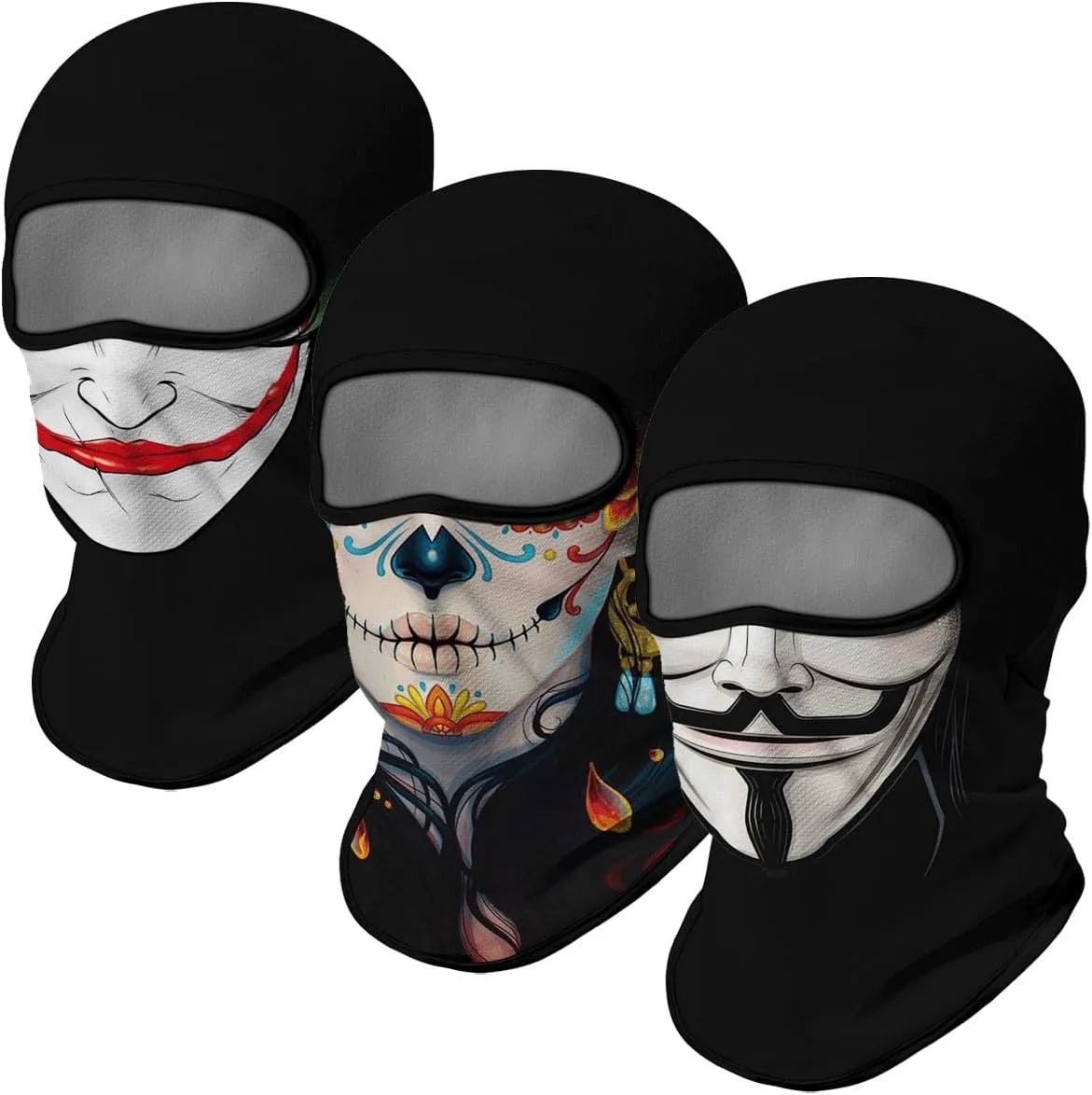 3PCS Balaclava Full Face Mask Ski Mask UV Protection Cover Motorcycle Full Face Mask for Men Women Outdoor Sports