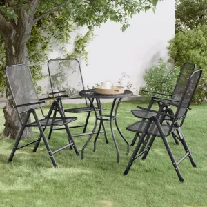 4-Pack Folding Patio Chairs with 7-Position Reclining Backrest, Expanded Metal Mesh Outdoor Lounge Chairs Anthracite for Backyard Poolside Camping Beach