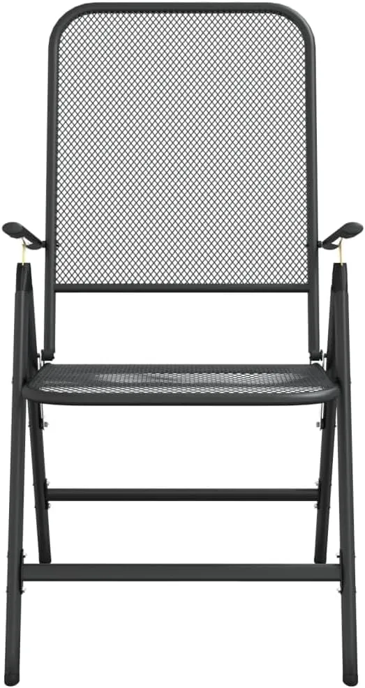 4-Pack Folding Patio Chairs with 7-Position Reclining Backrest, Expanded Metal Mesh Outdoor Lounge Chairs Anthracite for Backyard Poolside Camping Beach