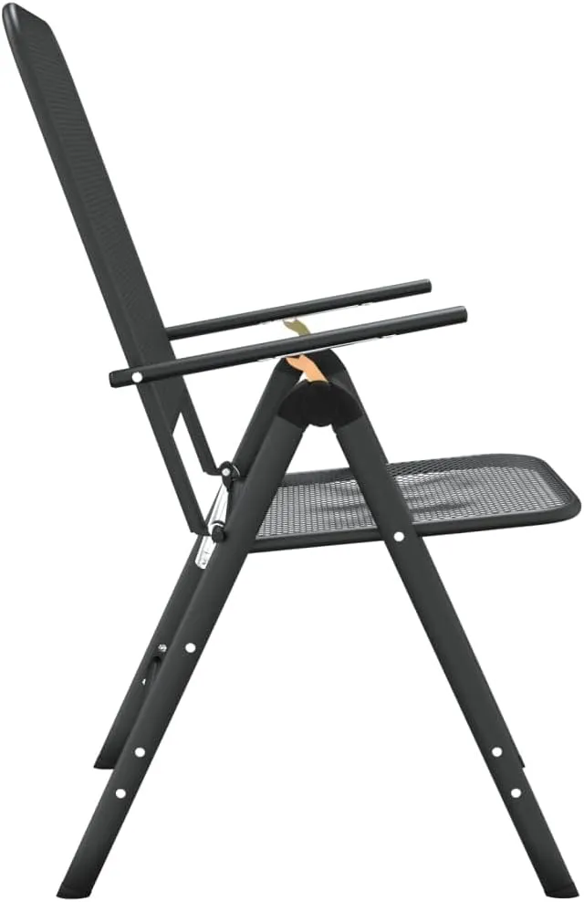 4-Pack Folding Patio Chairs with 7-Position Reclining Backrest, Expanded Metal Mesh Outdoor Lounge Chairs Anthracite for Backyard Poolside Camping Beach