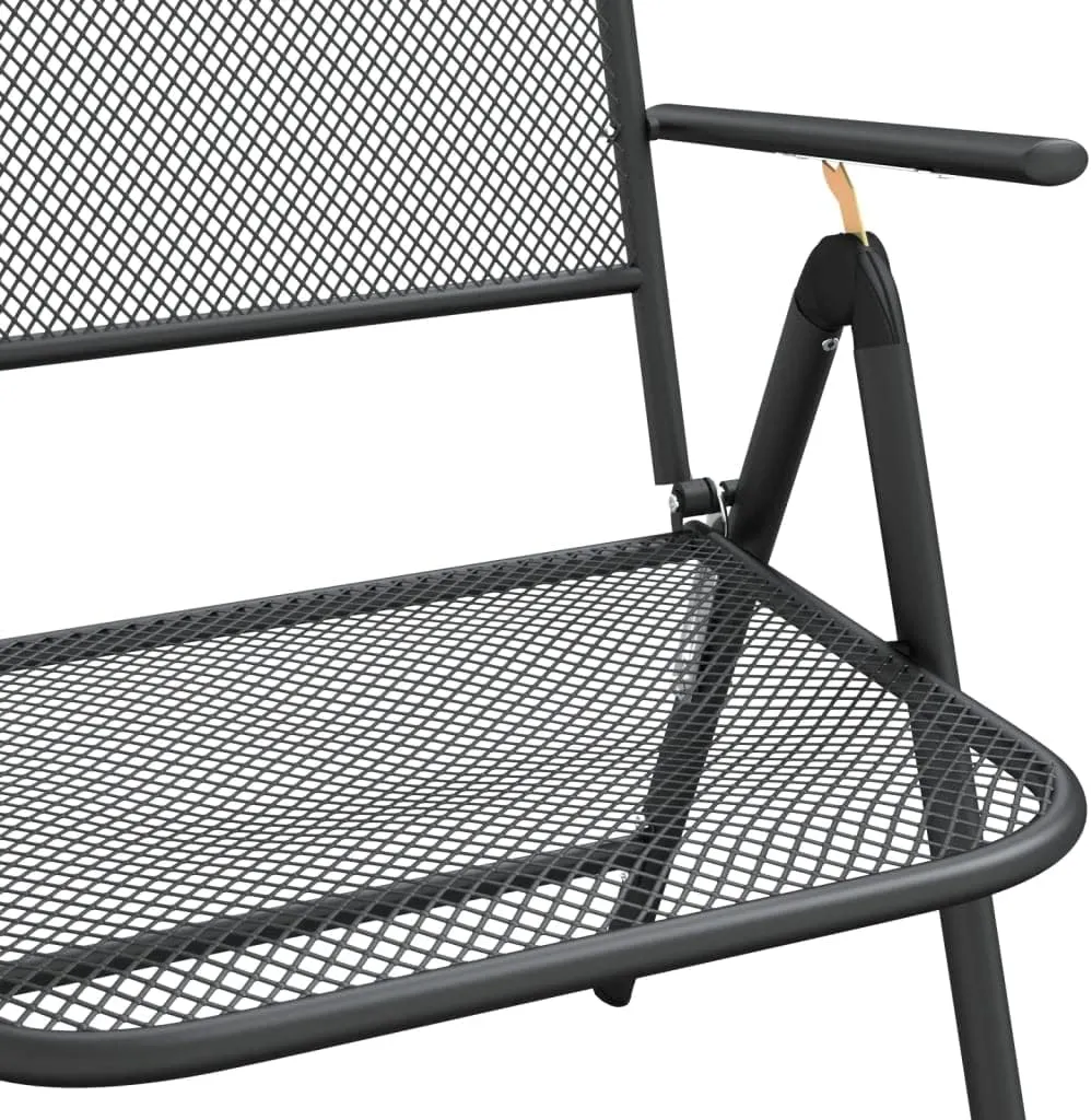 4-Pack Folding Patio Chairs with 7-Position Reclining Backrest, Expanded Metal Mesh Outdoor Lounge Chairs Anthracite for Backyard Poolside Camping Beach