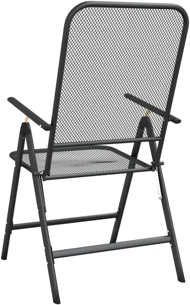 4-Pack Folding Patio Chairs with 7-Position Reclining Backrest, Expanded Metal Mesh Outdoor Lounge Chairs Anthracite for Backyard Poolside Camping Beach