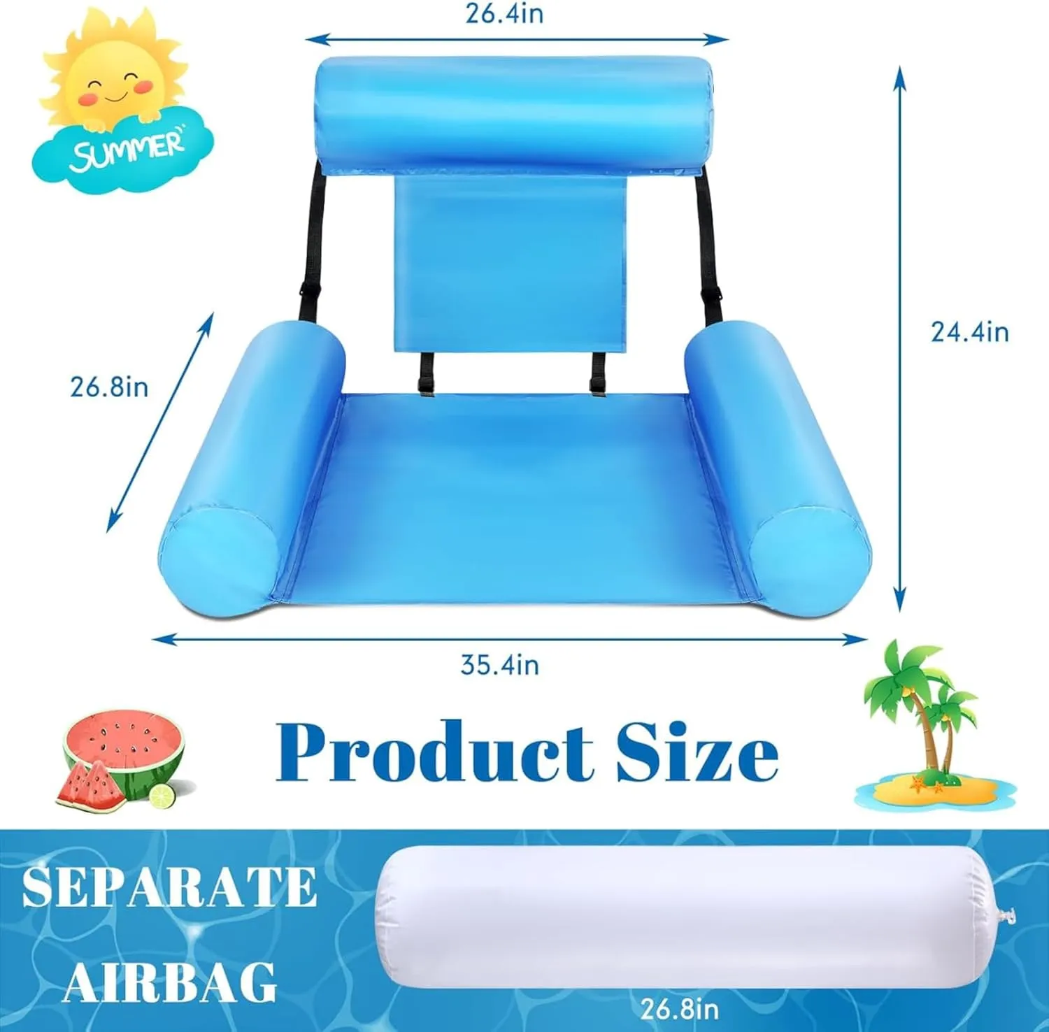4 Packs Pool Floats Chair for Adult Hammock Inflatable Pool Lounge Chair Water Floating Chair for Swimming Pool Beach Party Lake Summer