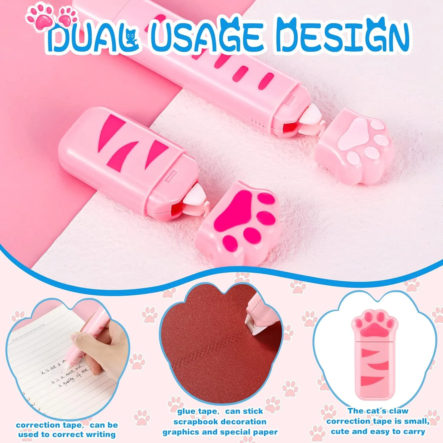 400 Pcs Cute Cat Stationery Set Cartoon Kawaii Stationary Office Supplies Including Gel Ink Pens Sticky Memos Notes Telescopic Pencil Pouch Bag Tapes Album Sticker (Blue)
