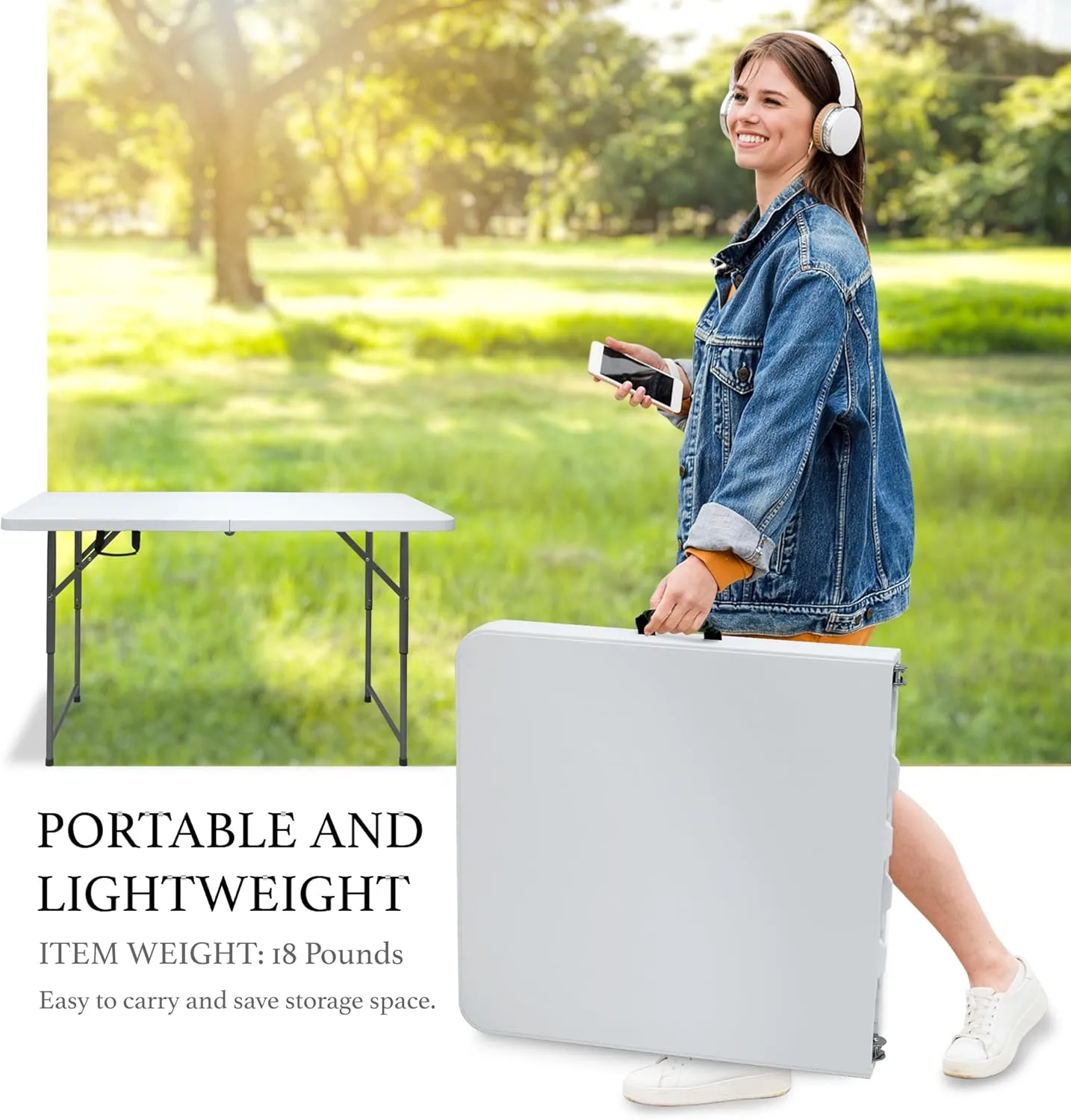 4ft Folding Table,Sturdy Outdoor Folding Table,Perfect for Camping Picnics Parties Durable Foldable Table with Easy Setup Ideal Portable Folding Tables for Indoor & Outdoor Use