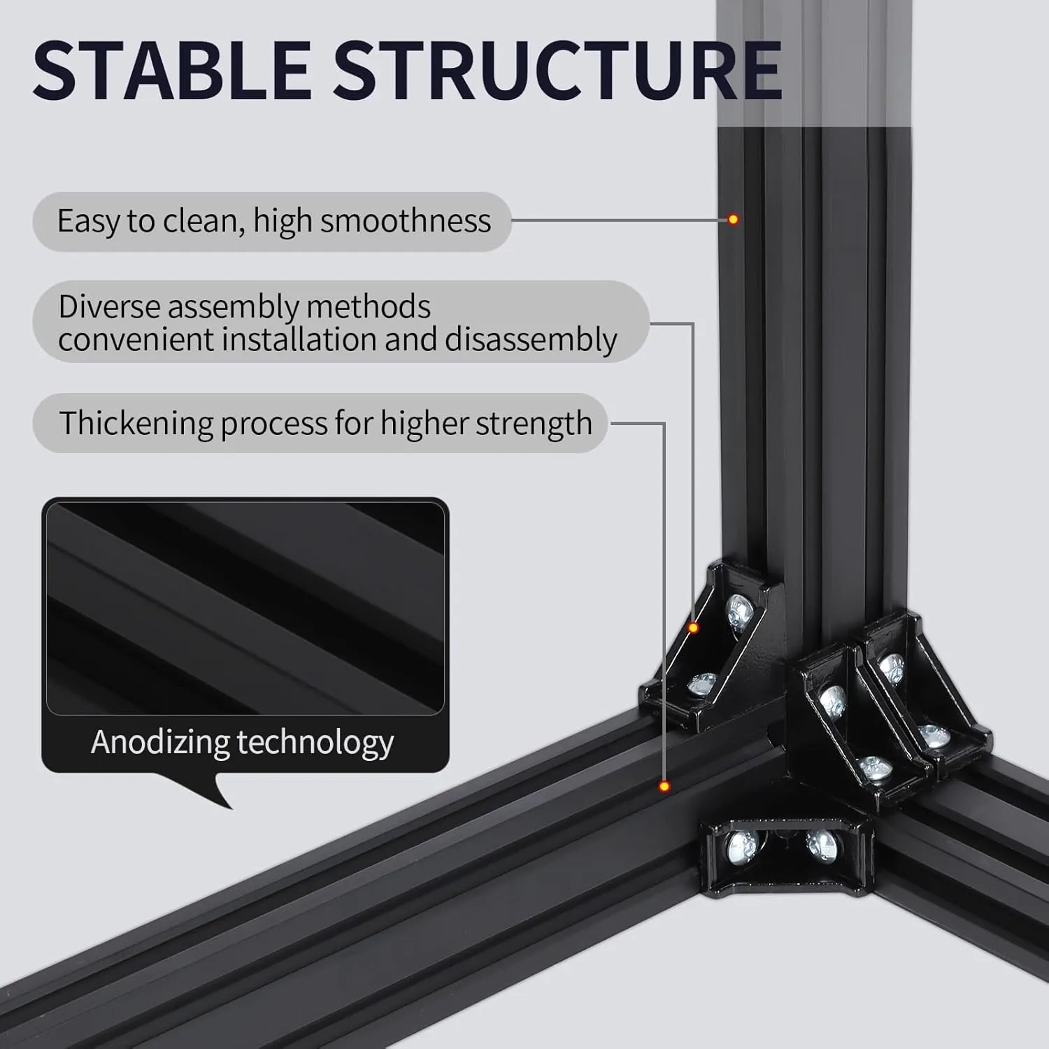 4pcs 600mm T Slot 2020 Aluminum Extrusion European Standard Anodized Linear Rail for 3D Printer Parts and CNC DIY Black