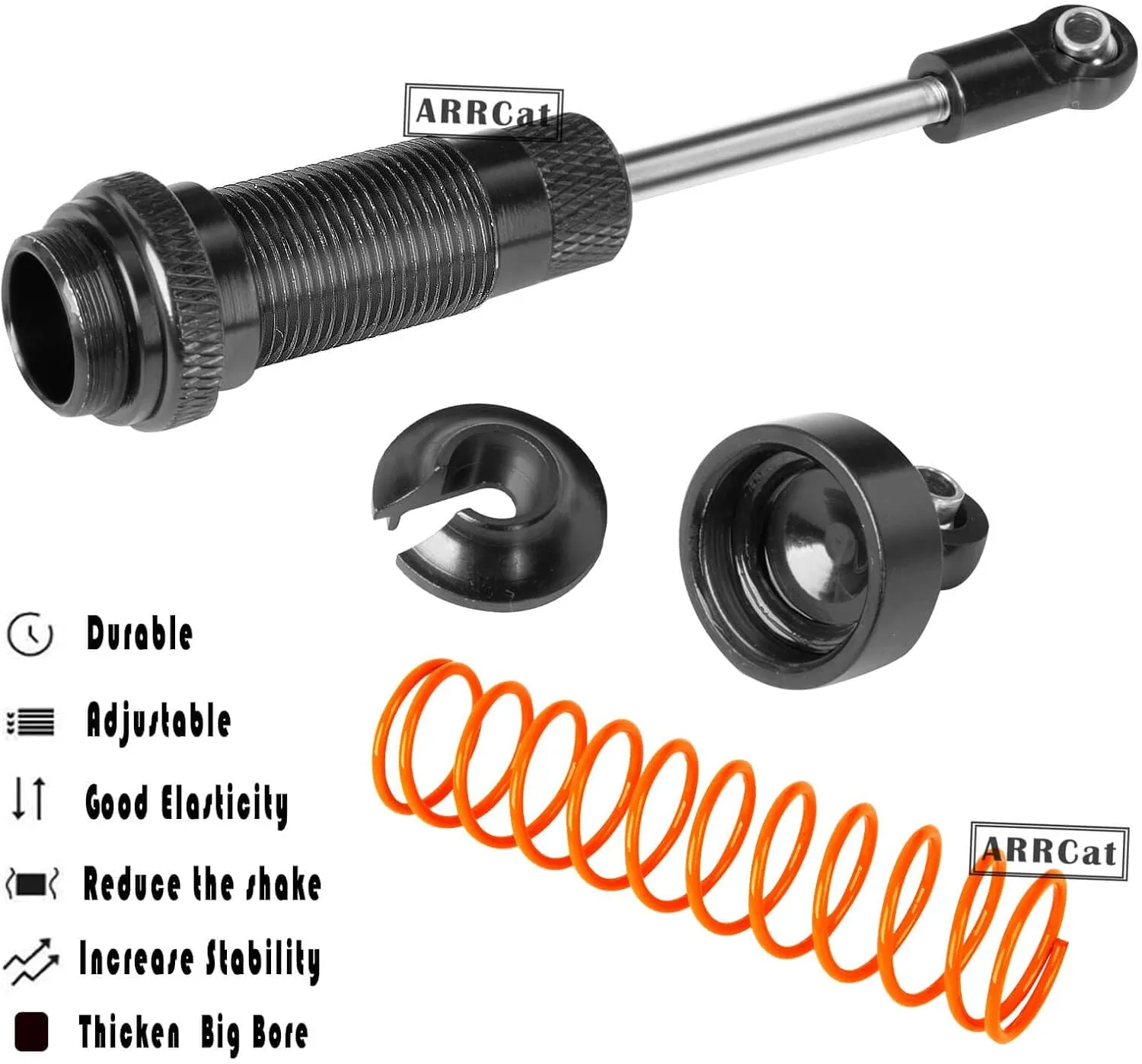 4PCS Full Aluminum Front Rear Shocks Upgrade Parts for 1/10 Big Rock 3s blx/Senton 3s blx 550/ Granite 3s blx 550/ Vorteks 3s blx 550 4X4, 1/10 Typhon 4X4 RC Truck,Big Bore Hops Up RC Shocks(Black)