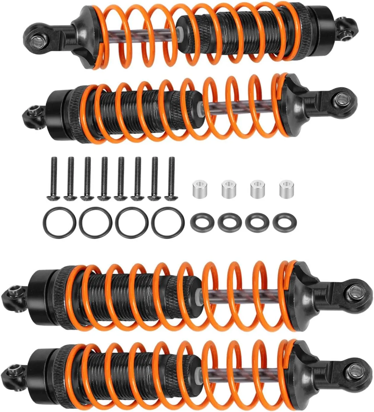 4PCS Full Aluminum Front Rear Shocks Upgrade Parts for 1/10 Big Rock 3s blx/Senton 3s blx 550/ Granite 3s blx 550/ Vorteks 3s blx 550 4X4, 1/10 Typhon 4X4 RC Truck,Big Bore Hops Up RC Shocks(Black)