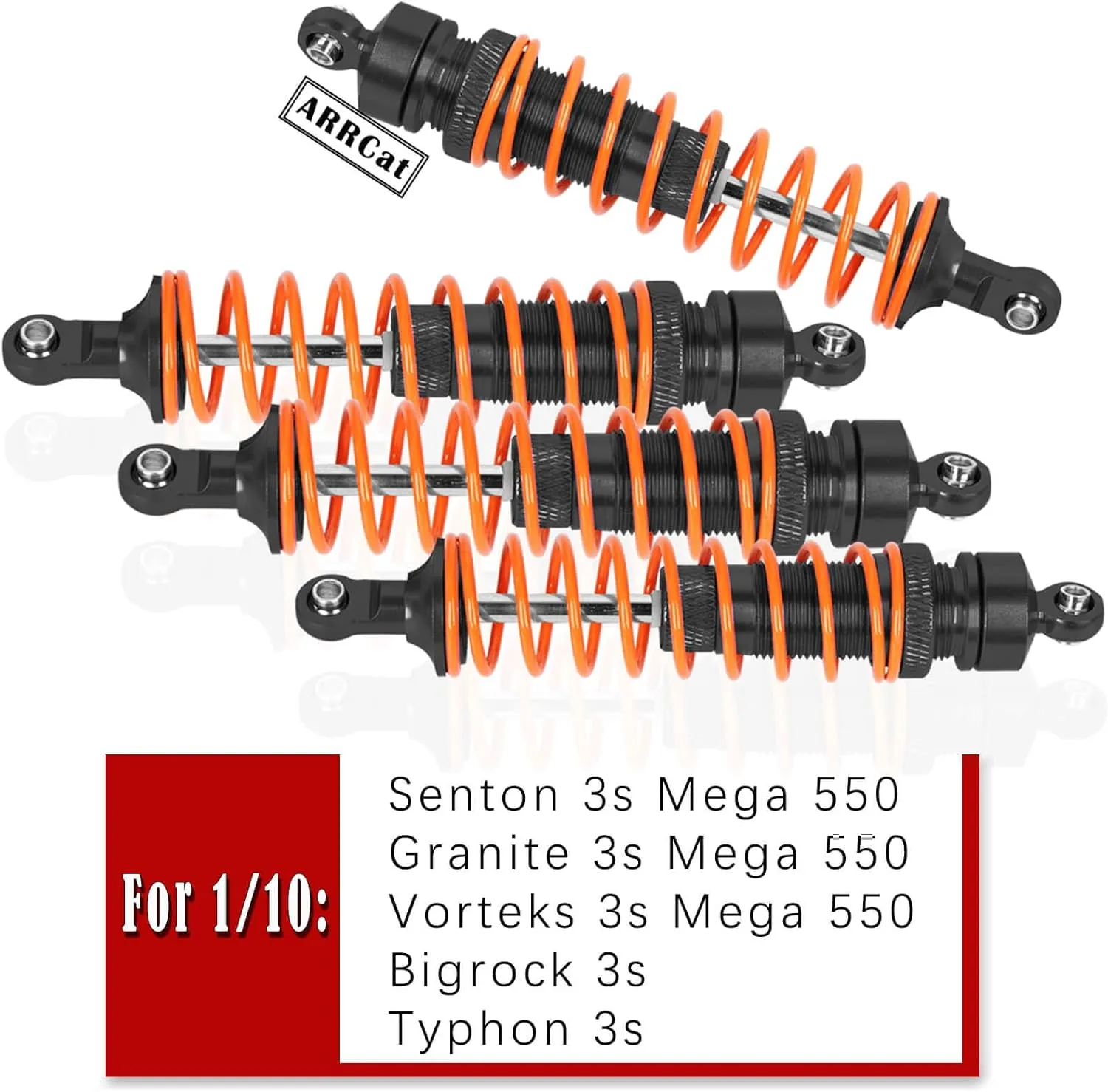 4PCS Full Aluminum Front Rear Shocks Upgrade Parts for 1/10 Big Rock 3s blx/Senton 3s blx 550/ Granite 3s blx 550/ Vorteks 3s blx 550 4X4, 1/10 Typhon 4X4 RC Truck,Big Bore Hops Up RC Shocks(Black)