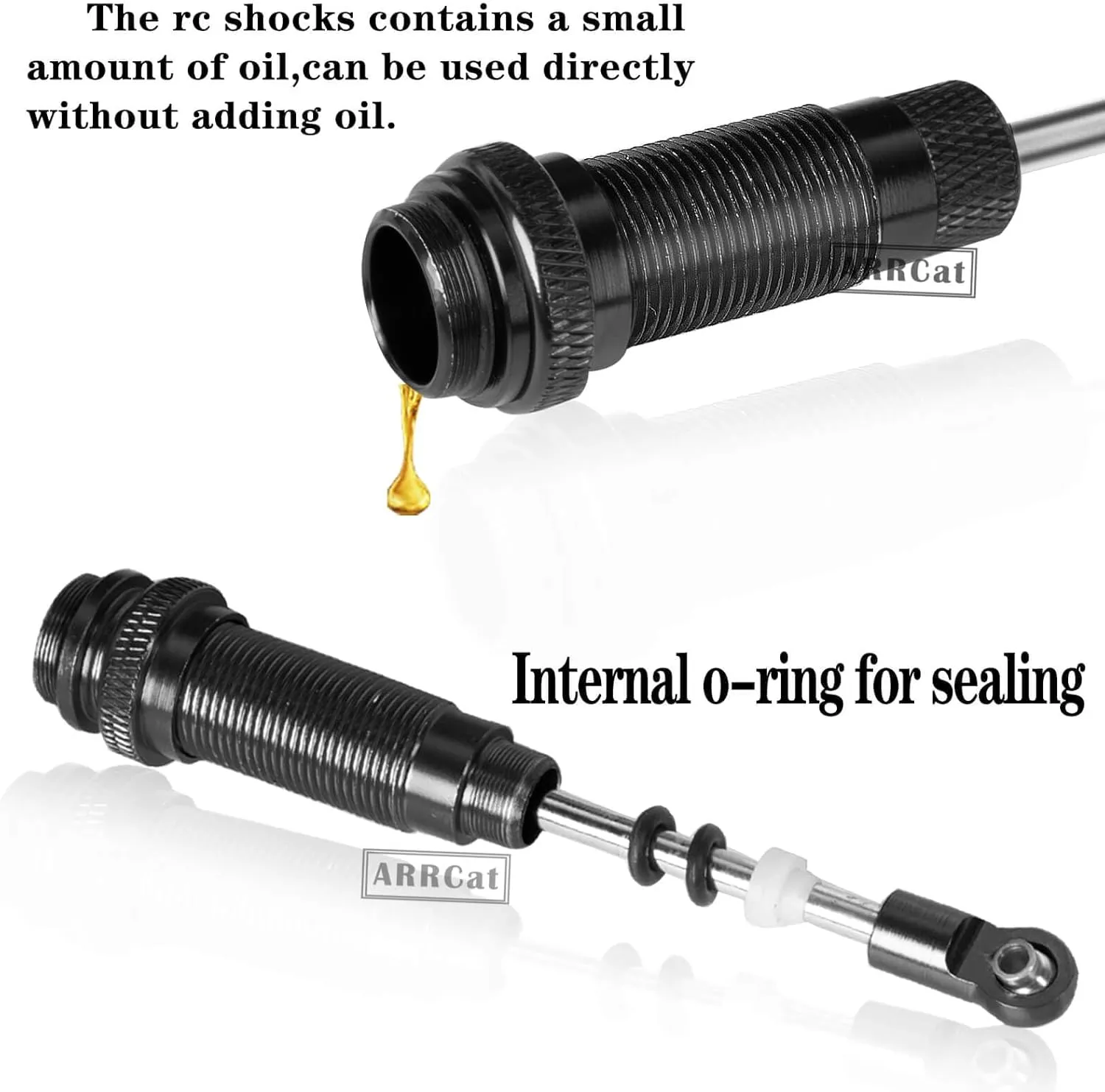 4PCS Full Aluminum Front Rear Shocks Upgrade Parts for 1/10 Big Rock 3s blx/Senton 3s blx 550/ Granite 3s blx 550/ Vorteks 3s blx 550 4X4, 1/10 Typhon 4X4 RC Truck,Big Bore Hops Up RC Shocks(Black)