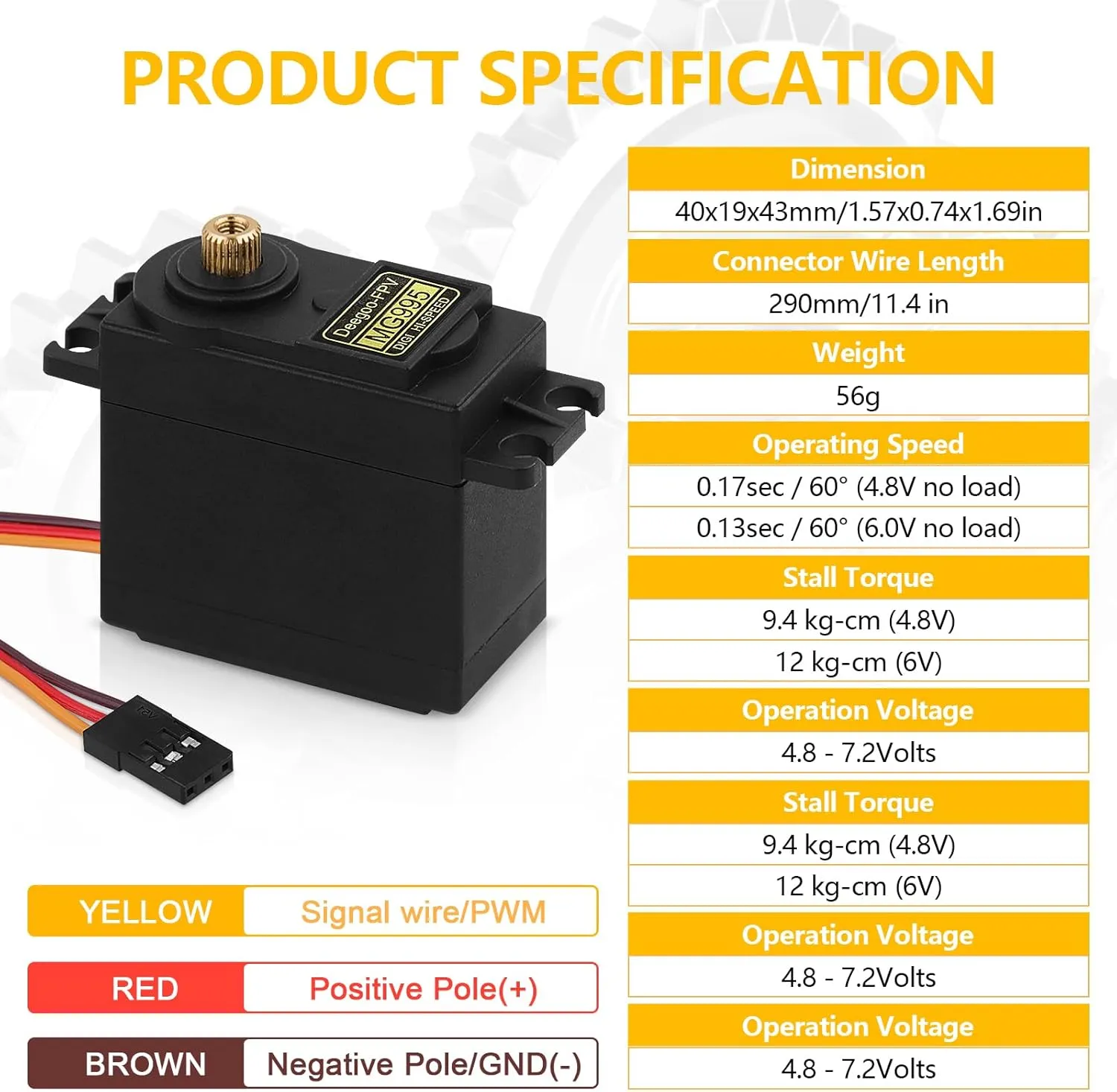 4Pcs MG995 55G Micro Servo Motor Metal Geared Motor Kit for RC Car Robot Helicopter, Mini Servos for Arduino Project