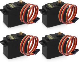 4Pcs MG995 55G Micro Servo Motor Metal Geared Motor Kit for RC Car Robot Helicopter, Mini Servos for Arduino Project