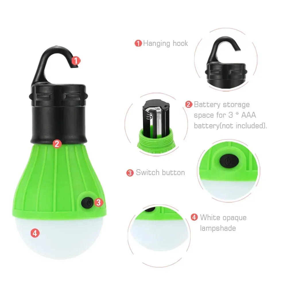 4pcs/lot Camping Lantern Outdoor Light Battery Powered Lights Waterproof Lighting Mini Portable LED Lamp Bulb Emergency Light