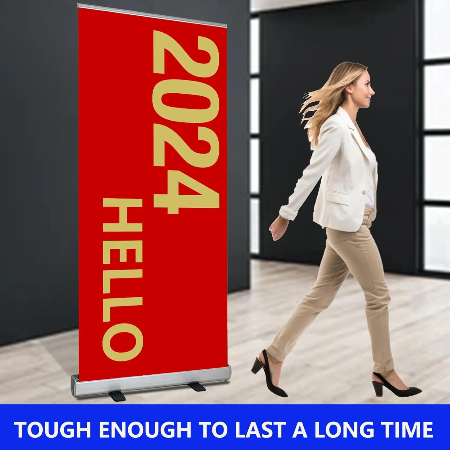4U Media&Displays Heavy-Duty Retractable Banner Stand 33.5"x80" with Padded Canvas Bag and Box (Stand ONLY) for Trade Show and Indoor Event Display