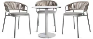 5 Piece Outdoor Patio Furniture Set with 3 Chairs and Imitation Marble Table, Patio Dining Set for Deck Beach Yard