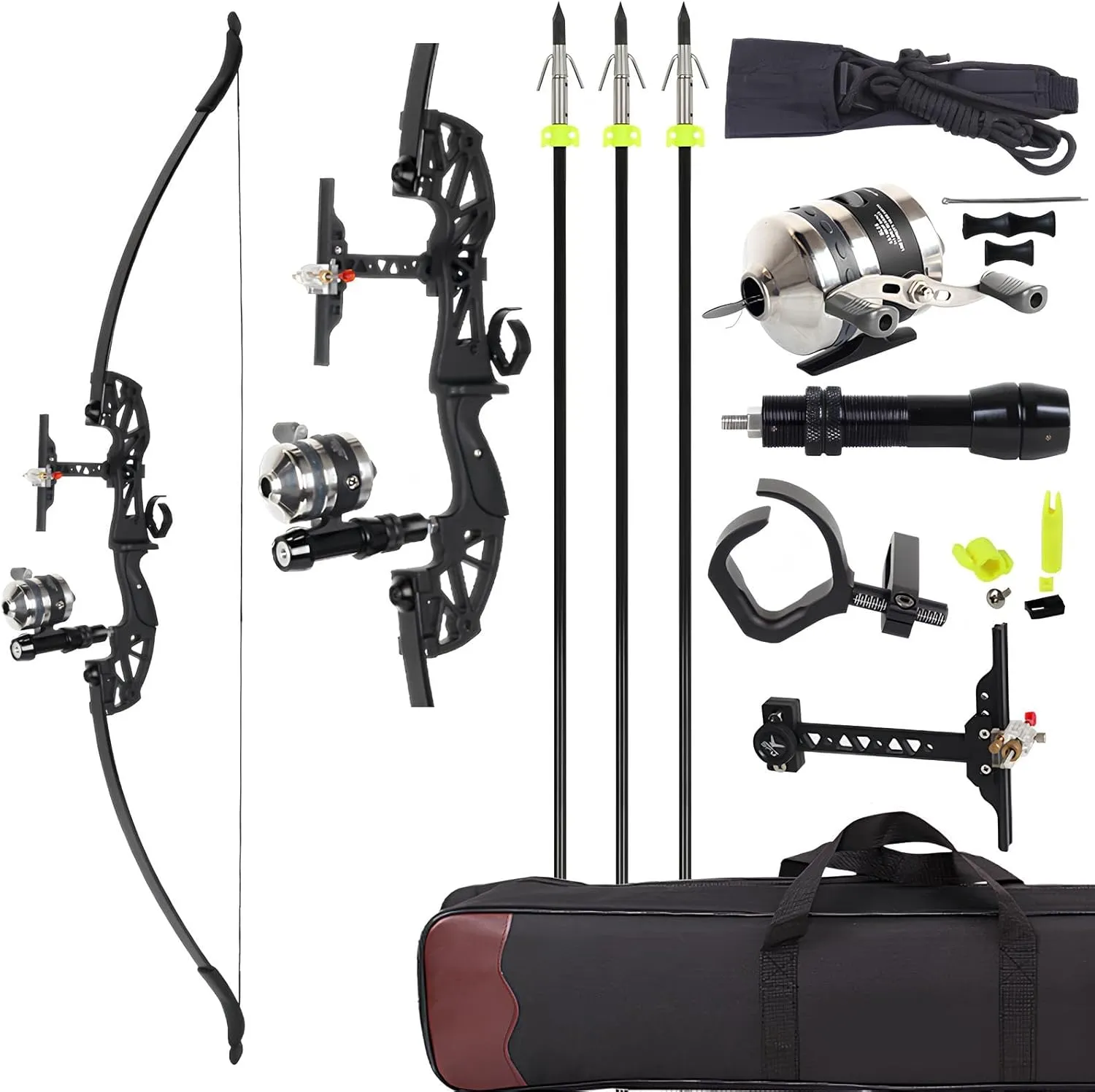 53" Recurve Bow Fishing Bowfishing Kit - Archery 30/40LBS Takedown Bowfishing Bow with Fishing Reel & Solid Arrows for Outdoor Hunting Shoot Fish Complete Set - RH Only