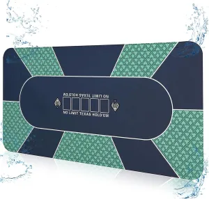 55" x 27" Waterproof Poker Table Mat, Super Soft Texas Hold'em Poker Mat with Smooth Premium Surface,Portable Zipper Handbag for Parties, Home Entertainment, Blackjack/Casino Game Night