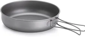 5.9''/6.7''Ultralight Titanium Fry Pan with Folding Handle, Portable Outdoor Survival Cooking Frying Pan for Camping and Backpacking Stoves