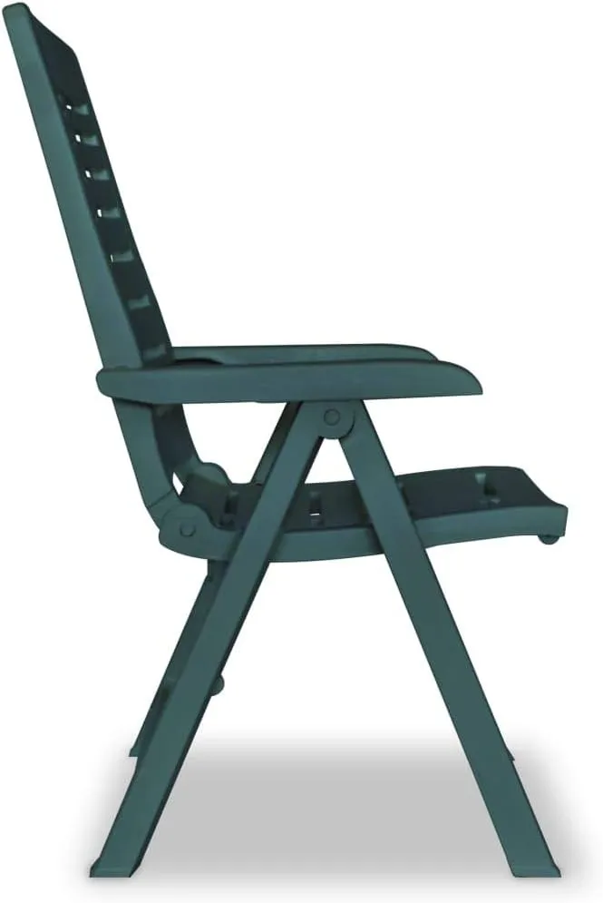 6-Pack Green Plastic Reclining Patio Chairs, Outdoor Lounge Chairs with 4 Adjustable Positions, Foldable Lawn Furniture for Poolside, Camping, Beach and Backyard