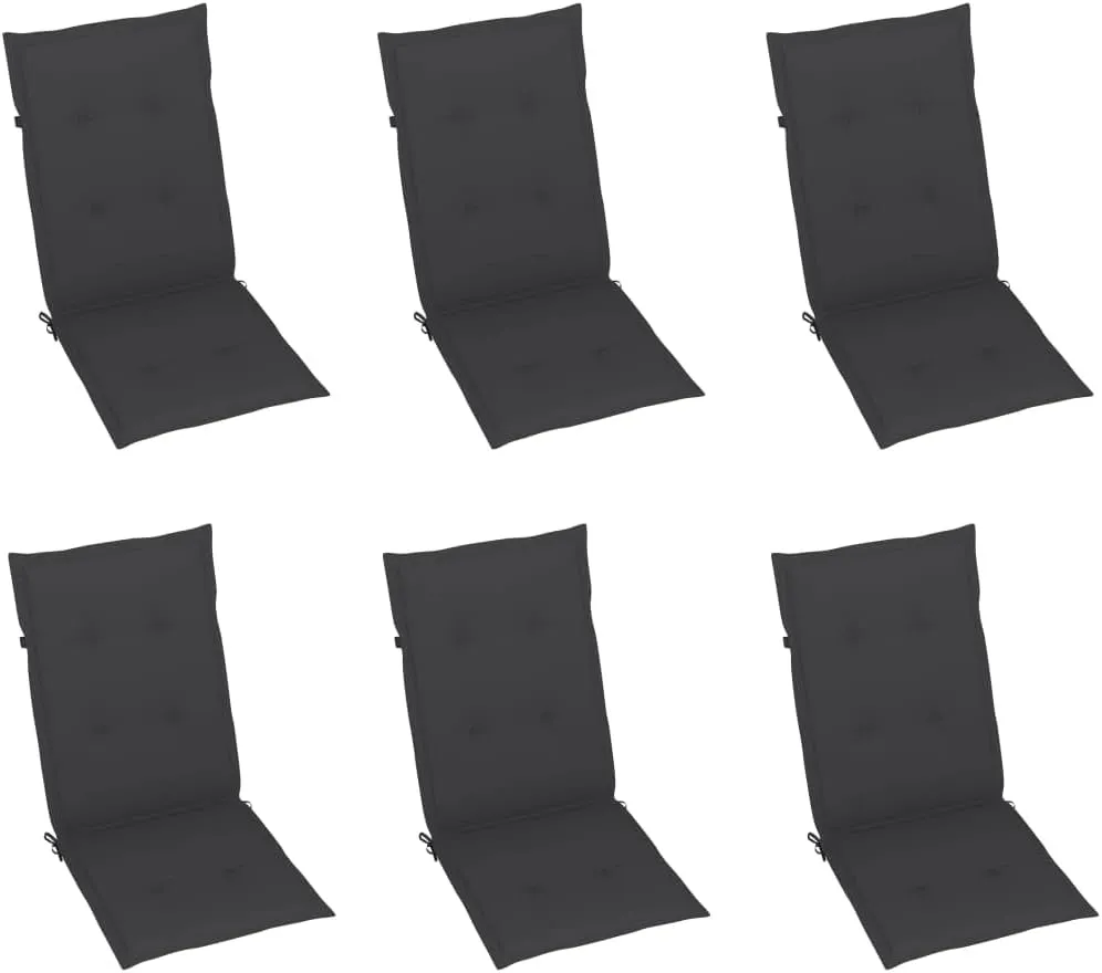 6-Piece Solid Acacia Wood Patio Reclining Chairs with Cushions - Adjustable Gray Outdoor Lounge Furniture for Garden Backyard Poolside
