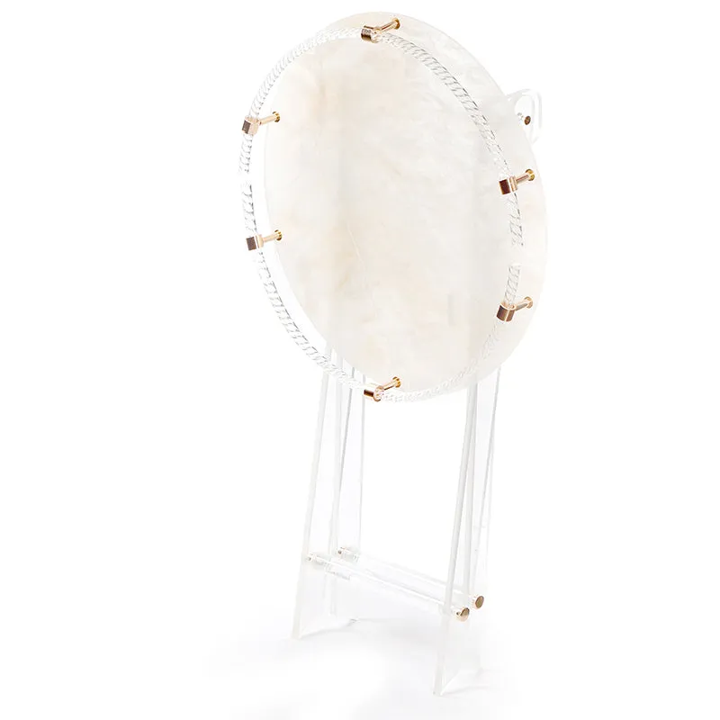 63 CM Clear Folding Plexi Round Tray Table Portable Side Table for Bedroom Living Room Kitchen Nightstand