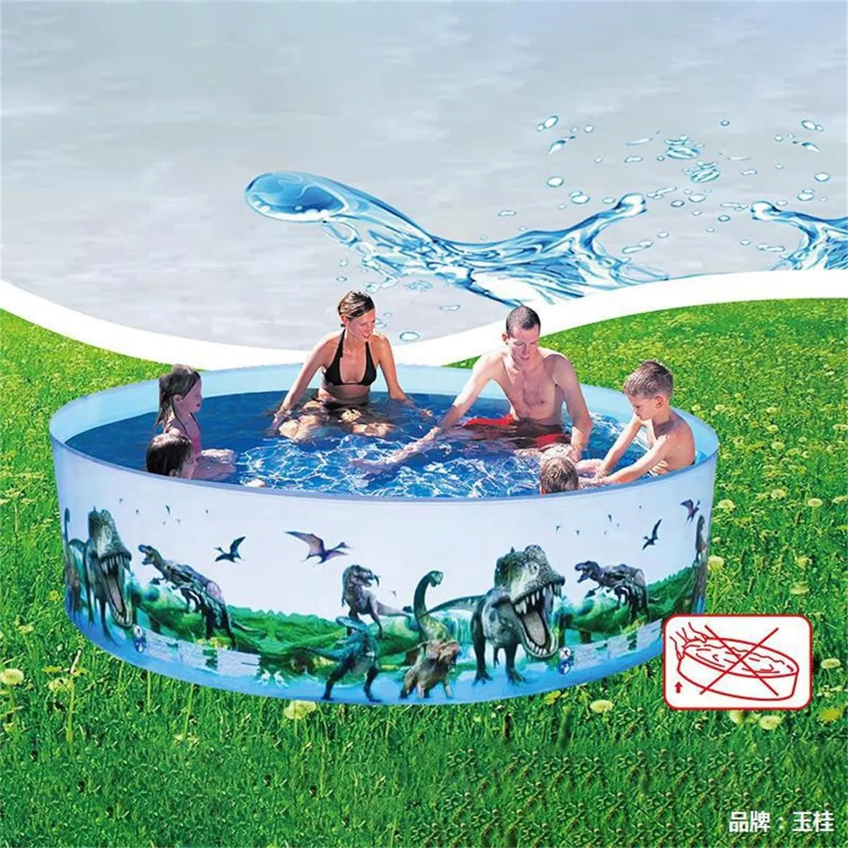 8FT Large Family Round Pool, Non Inflatable, Hard Plastic, Easy Set Pool for Kids, Adults, Pet Dogs, Wading or Swimming Pool for Outdoor, Garden, Backyard, Summer Water Party