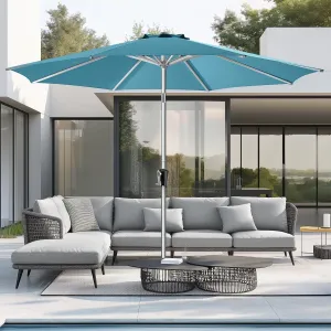 9ft Outdoor Patio Umbrella - Market Table Aluminum Umbrella, 5-Year Fade Resistant - UPF50  UV Protection with Push Button Tilt, Crank for Pool Deck and Garden (Light Blue)