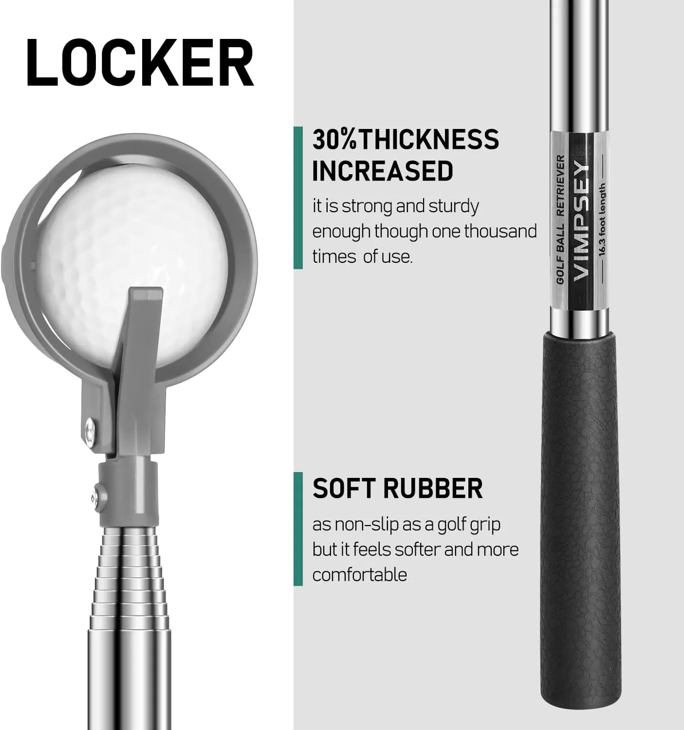 9Ft/12Ft/16.3Ft/20Ft Golf Ball Retriever for Water Telescopic, Stainless Steel Ball Retriever Tool Golf Ball Grabber