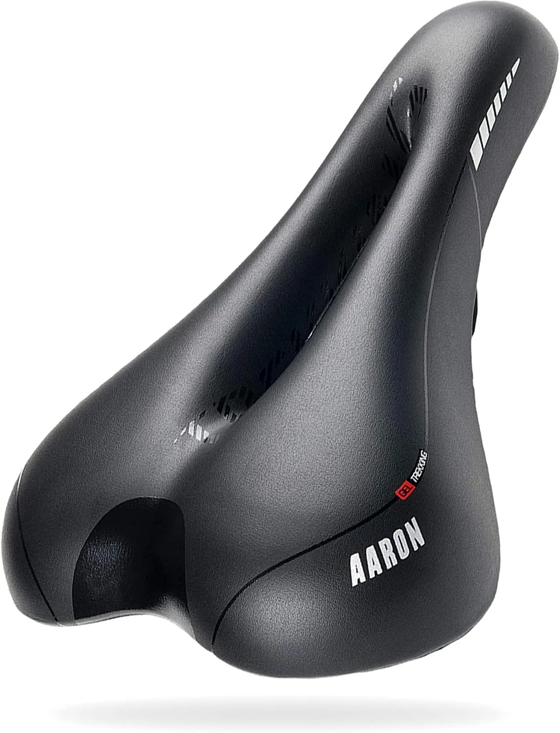 AARON - Bike Saddle with Gel Padding - Shock-Absorbing, Ergonomic and Comfortable - for Men and Women - Seat for E-Bike, Trekking Bike, Mountain Bike, Touring Bike - Black