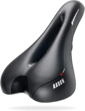 AARON - Bike Saddle with Gel Padding - Shock-Absorbing, Ergonomic and Comfortable - for Men and Women - Seat for E-Bike, Trekking Bike, Mountain Bike, Touring Bike - Black