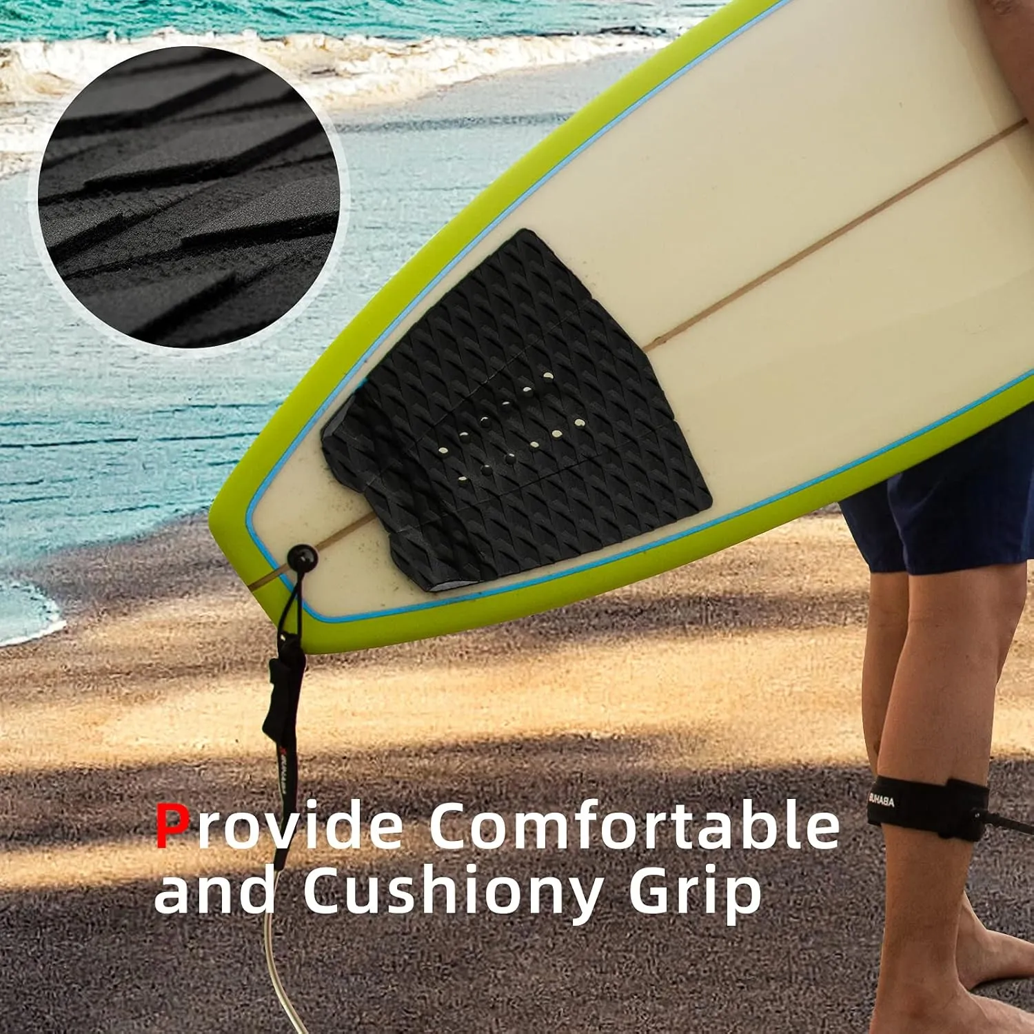 Abahub 3 Piece EVA Surfboard Deck Traction Pads with Kicker for Stomp Skimboards, Surf Boards, Funboard, Fish Board, Black/Blue/Green/Gray/Orange/Pink/White/Wine Red