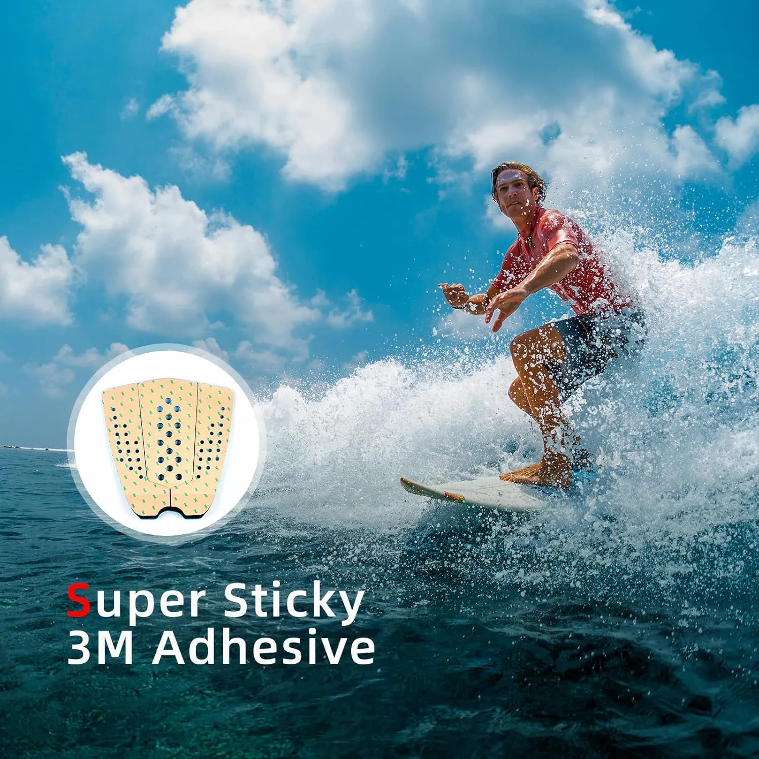 Abahub 9 Piece Surf Deck Traction Pad Premium EVA with Tail Kicker 3M Adhesive for Surfboard Longboard Shortboard Funboard Fish Skimboard Black/Blue/Brown/Gray/White/Orange/Navy Blue