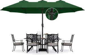 ABCCANOPY 15FT Double-Sided Aluminum Table Patio Umbrella Garden Large Umbrella,Swimming Pool, Green