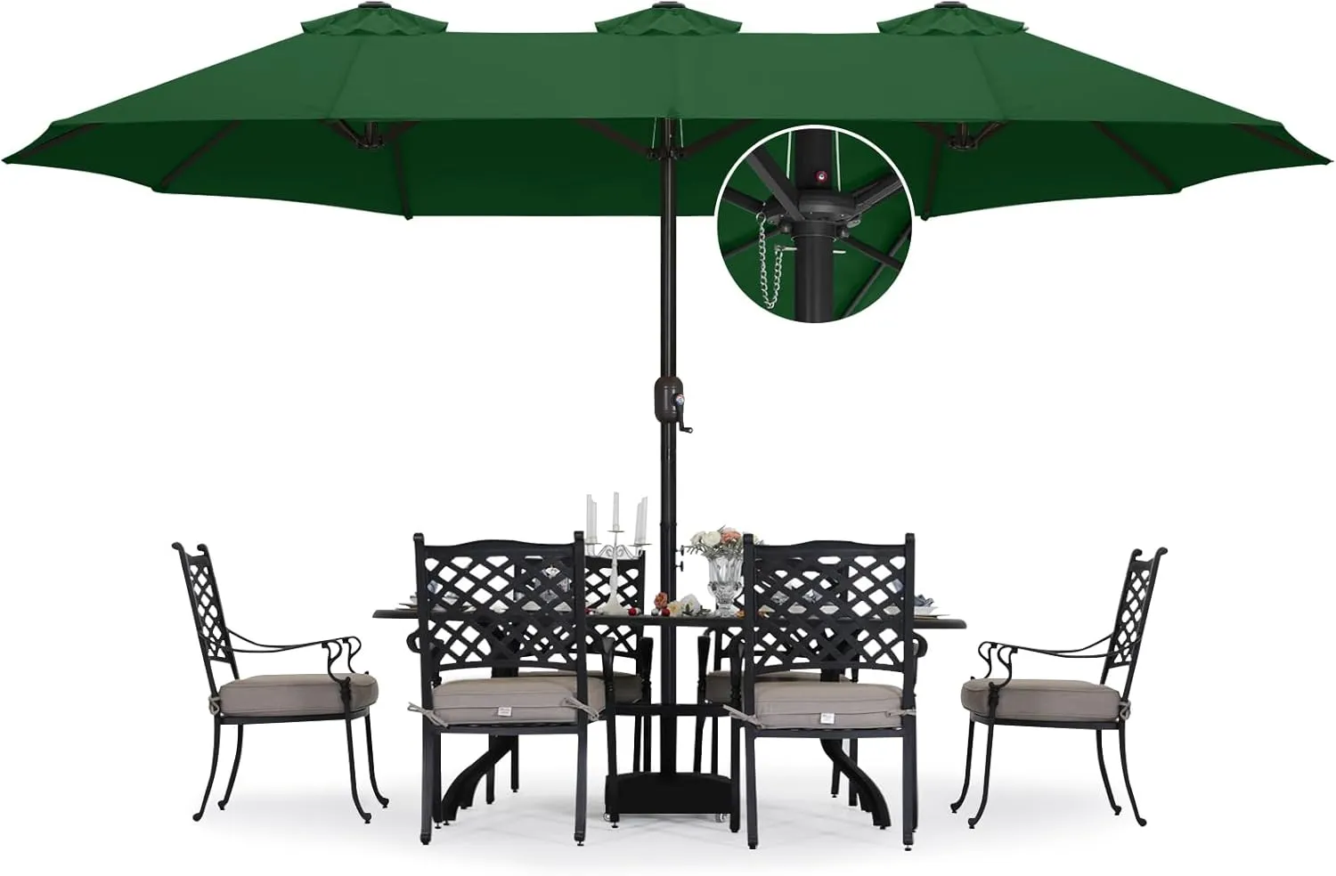 ABCCANOPY 15FT Double-Sided Aluminum Table Patio Umbrella Garden Large Umbrella,Swimming Pool, Green