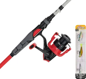 Abu Garcia Max X Spinng Reel and Fishing Rod Combo with Berkley PowerBait Swim Shad Soft Bait Clam, Red, 6'6" - Medium - 1pc