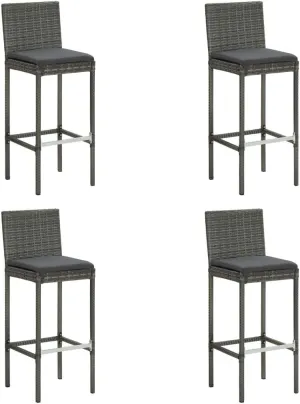 Adirondack Chair Set,Clearance Adirondack Chairs,Garden Bar Stools with Cushions 4 pcs Gray Poly RattanFor Gardens, patios, Balconies