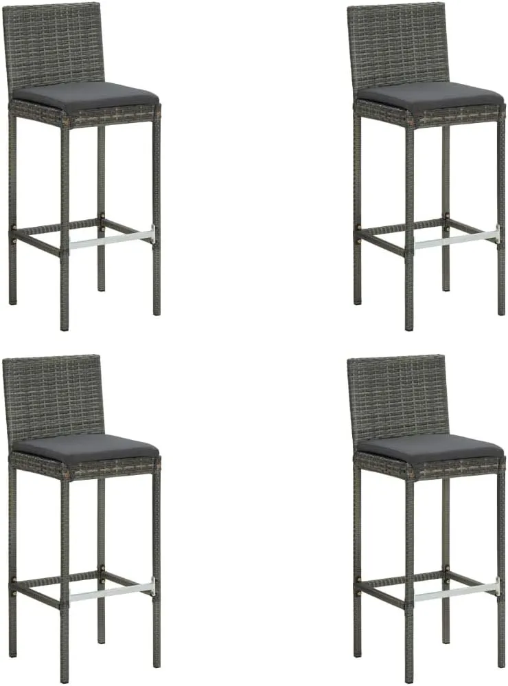 Adirondack Chair Set,Clearance Adirondack Chairs,Garden Bar Stools with Cushions 4 pcs Gray Poly RattanFor Gardens, patios, Balconies