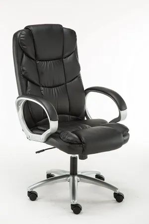 Adjustable Tilt High Back Swivel Leather Executive Chair, Black