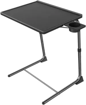 Adjustable TV Tray Table with 6 Heights & 3 Tilt Angle Adjustments - Folding Table with Cup Holder for Bed, Kitchen Sofa & Hospital Use