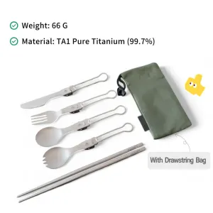 Adrift Allseason | Titanium 5-Piece Folding Cutlery Set – Ultralight, Portable