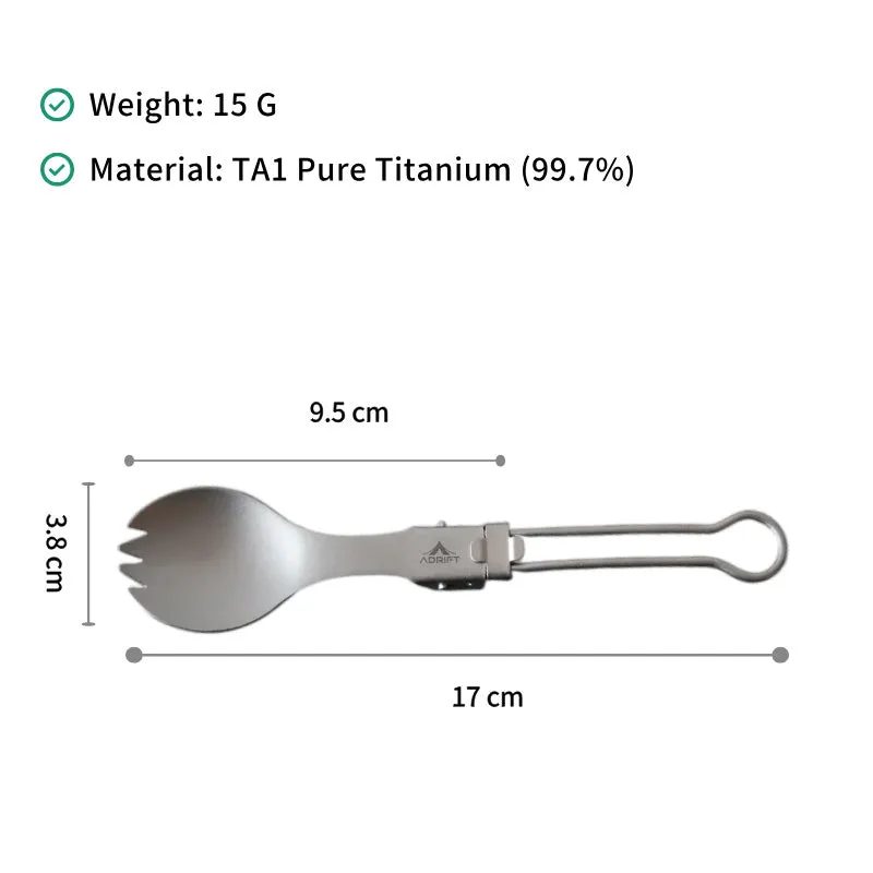 Adrift Allseason | Titanium 5-Piece Folding Cutlery Set – Ultralight, Portable