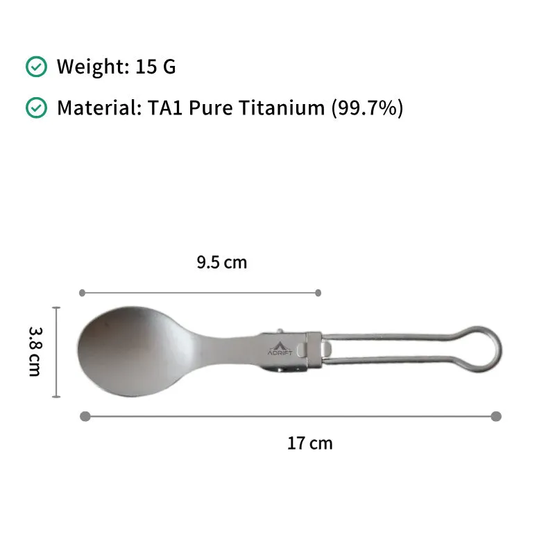 Adrift Allseason | Titanium 5-Piece Folding Cutlery Set – Ultralight, Portable